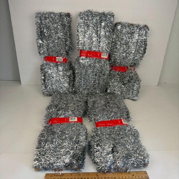 5 Vtg Brite Star Silver Tinsel Garland 25 ft Each Strand Christmas Holiday Prop - Picture 3 of 7
